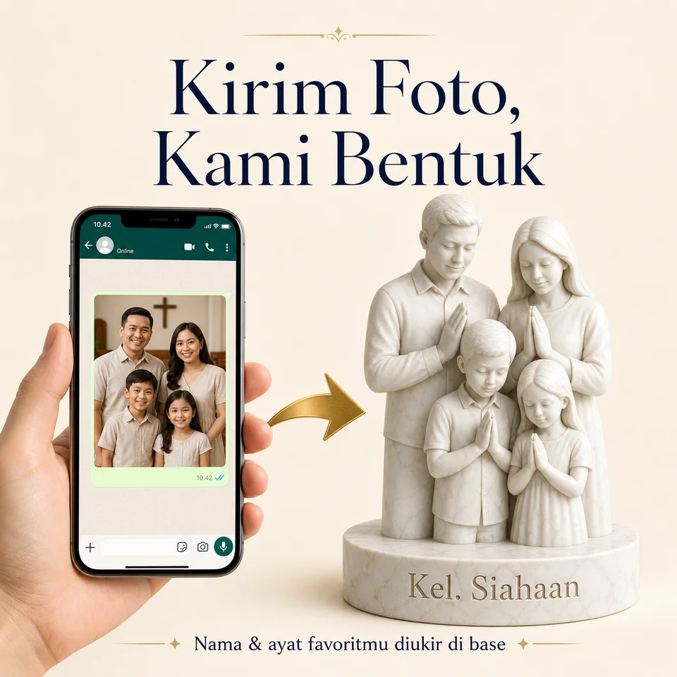 Kirim foto, kami bentuk — figurin marble putih custom dari fotomu