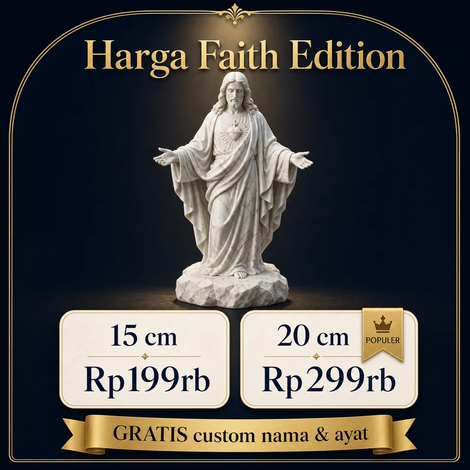 Harga Faith Edition — 15cm Rp199rb, 20cm Rp299rb, gratis custom nama & ayat